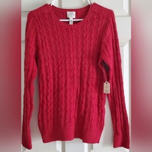 NWT St. John's Bay Red Knitted Sweater.  Size L